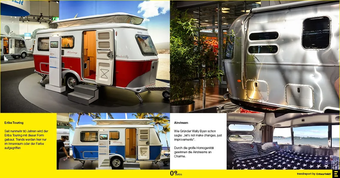 ZOOM-IN Caravan Salon 2018 Trendreport-Doppelseite mit Premium-Interieur und Outdoor-Living-Konzepten