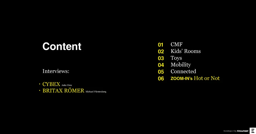 ZOOM-IN Kind + Jugend 2019 Trendreport-Titelseite mit Babyprodukt-Designtrends und Premium-Kinderwagen