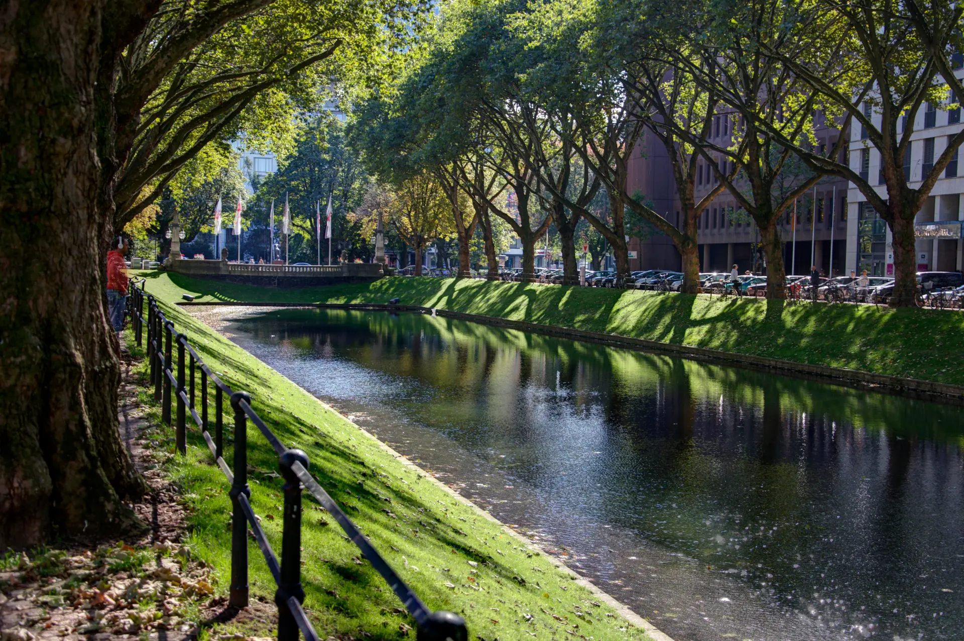Königsallee mit Kö-Graben und Platanenallee