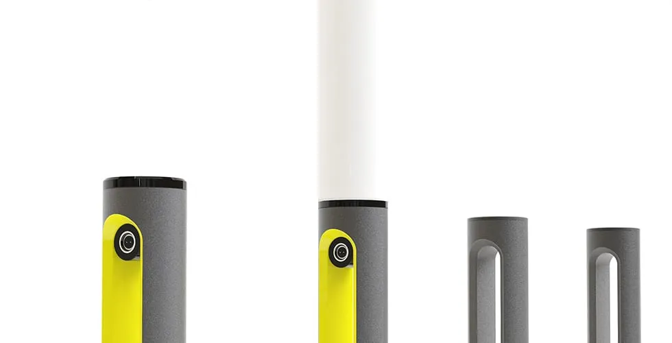 Four SMARTPOLE module variants side by side: e-bike charging, light pole, U-lock, and base versions