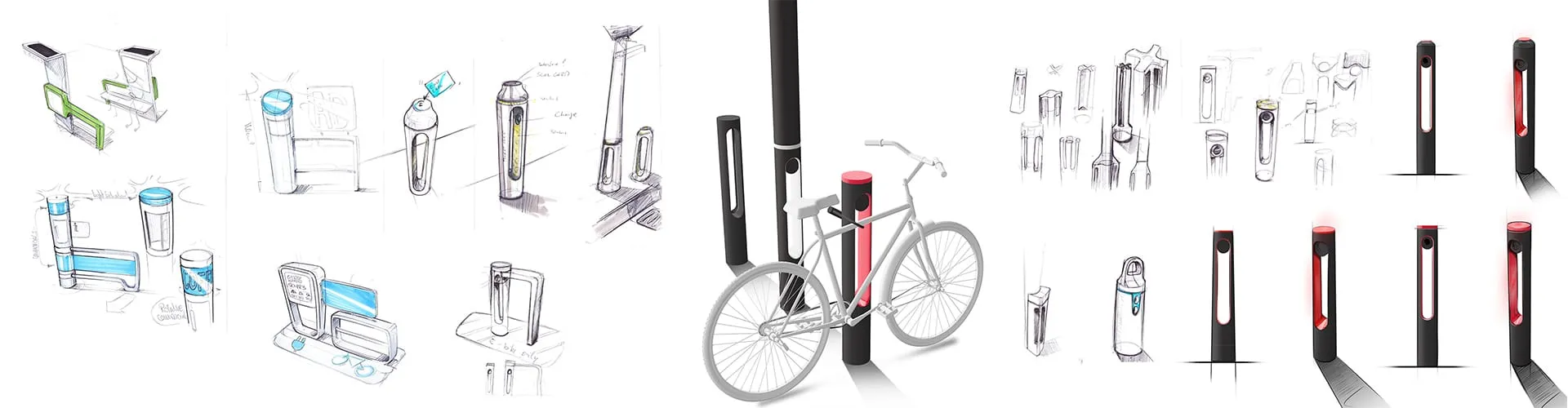SMARTPOLE e-bike charging station installed in an urban setting showing its minimalist architectural design