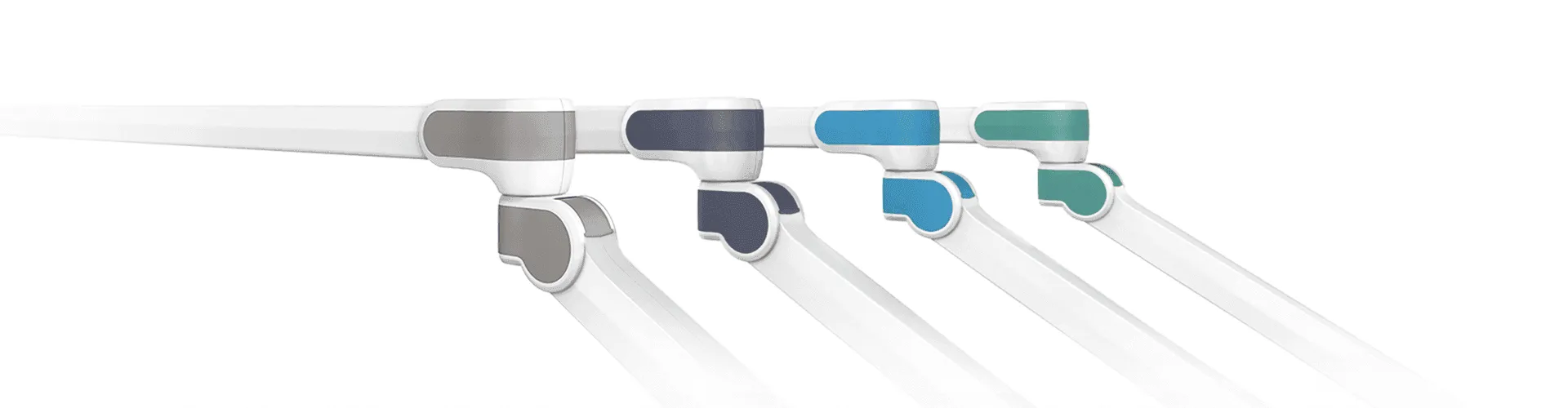 VALIA CMF colour options: Ondal medical design with four customisable end cap shades for branding