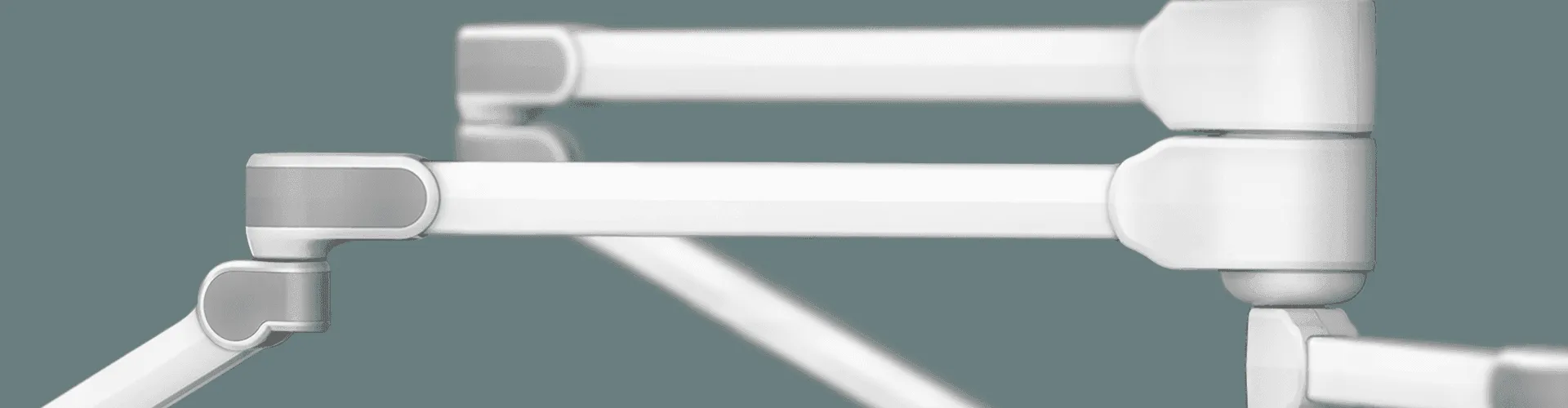 VALIA arm detail against teal: Ondal medical design highlighting the modular joint connection system