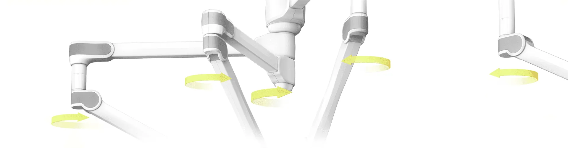 VALIA rotating joint sequence: Ondal medical design illustrating full 360° arm rotation flexibility