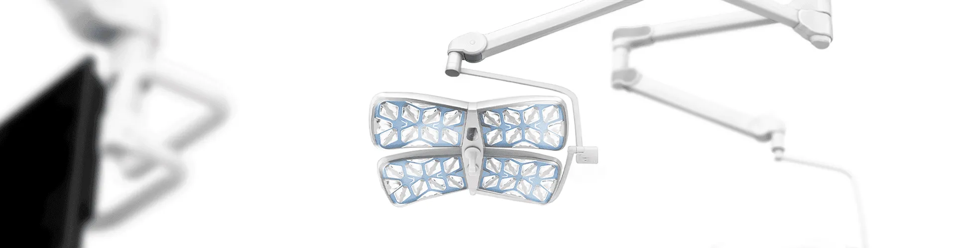 VALIA surgical light mounted on Ondal pendant arm – medical design for OR and ICU environments