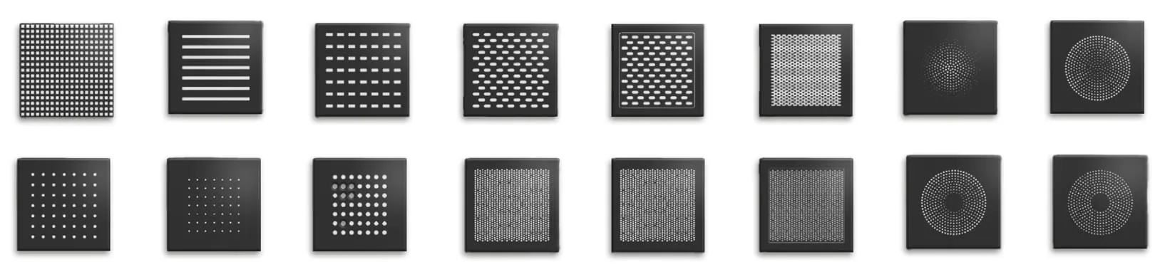 Sixteen speaker grille pattern variations for the Busch-art linear speaker module by Busch-Jaeger