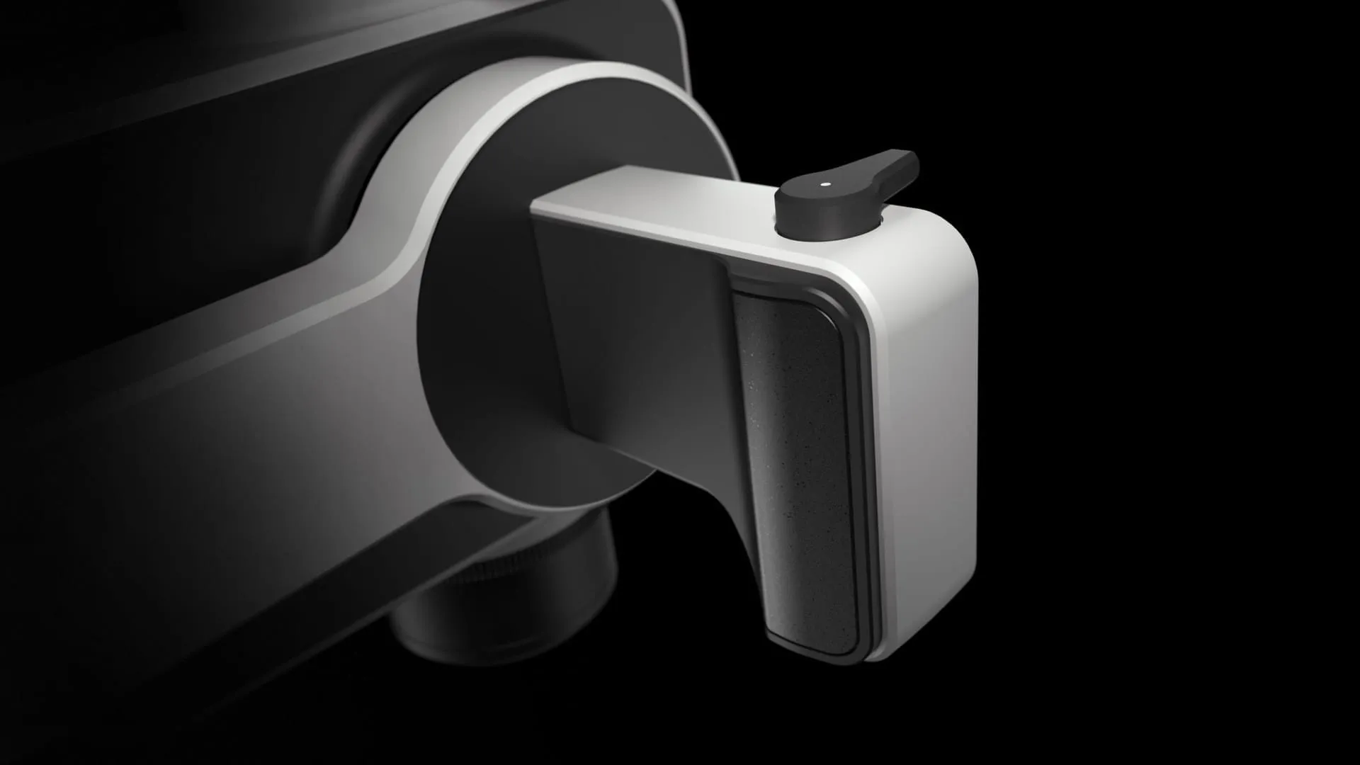 Detail shot of the KEPLER dental microscope shift paddle and side control panel against a dark background