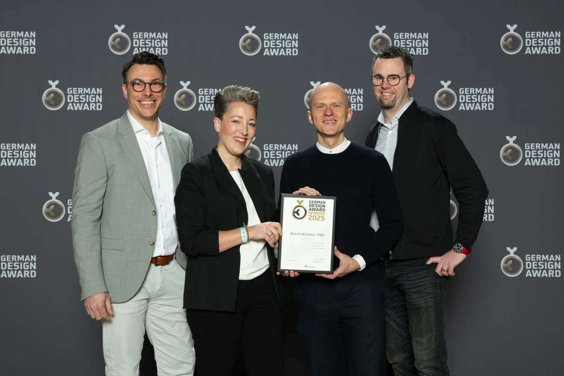 German Design Award 2025 ceremony — stage with the winners and the Busch-Wächter PRO motion detector