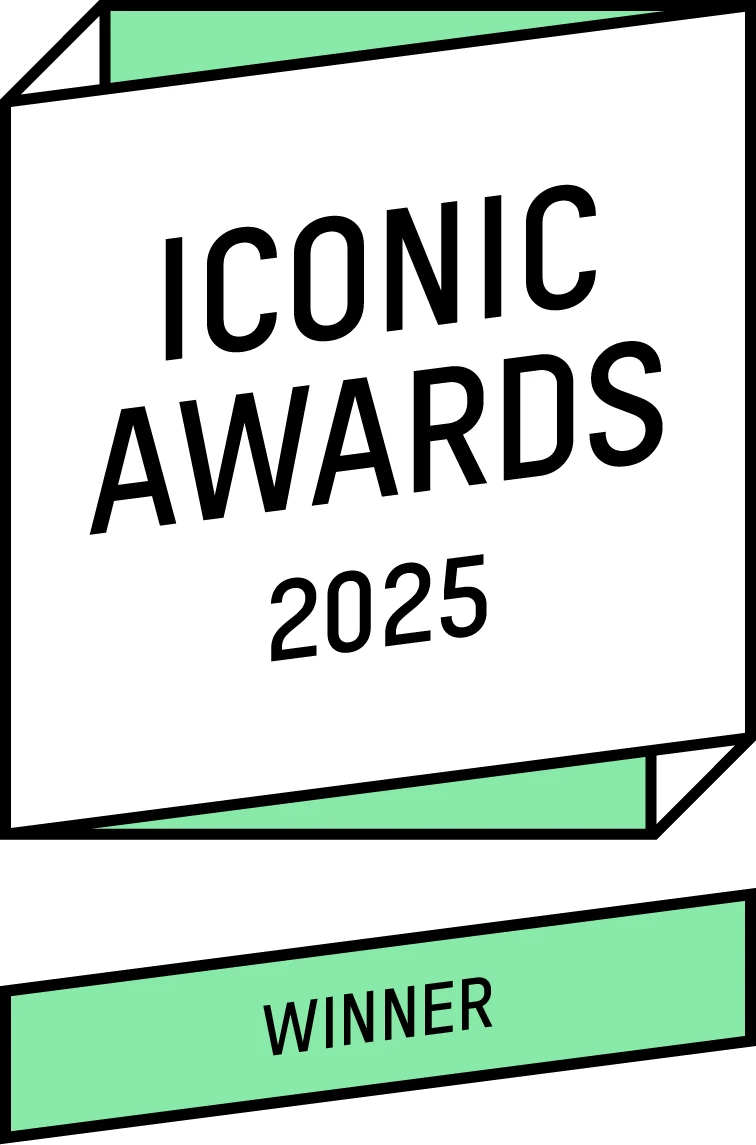 Iconic Award 2025 seal — Busch-Wächter PRO motion detector by Busch-Jaeger