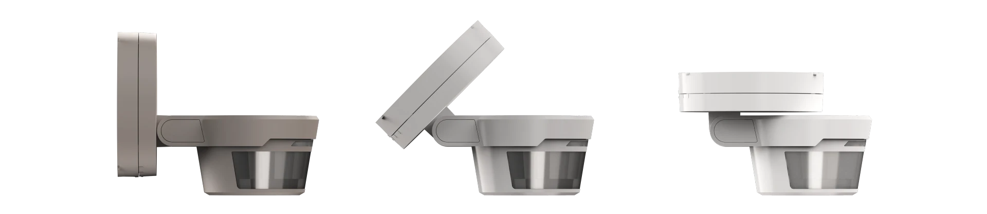 Side view of the Busch-Wächter PRO motion detector by Busch-Jaeger with three adjustable joints for precise alignment